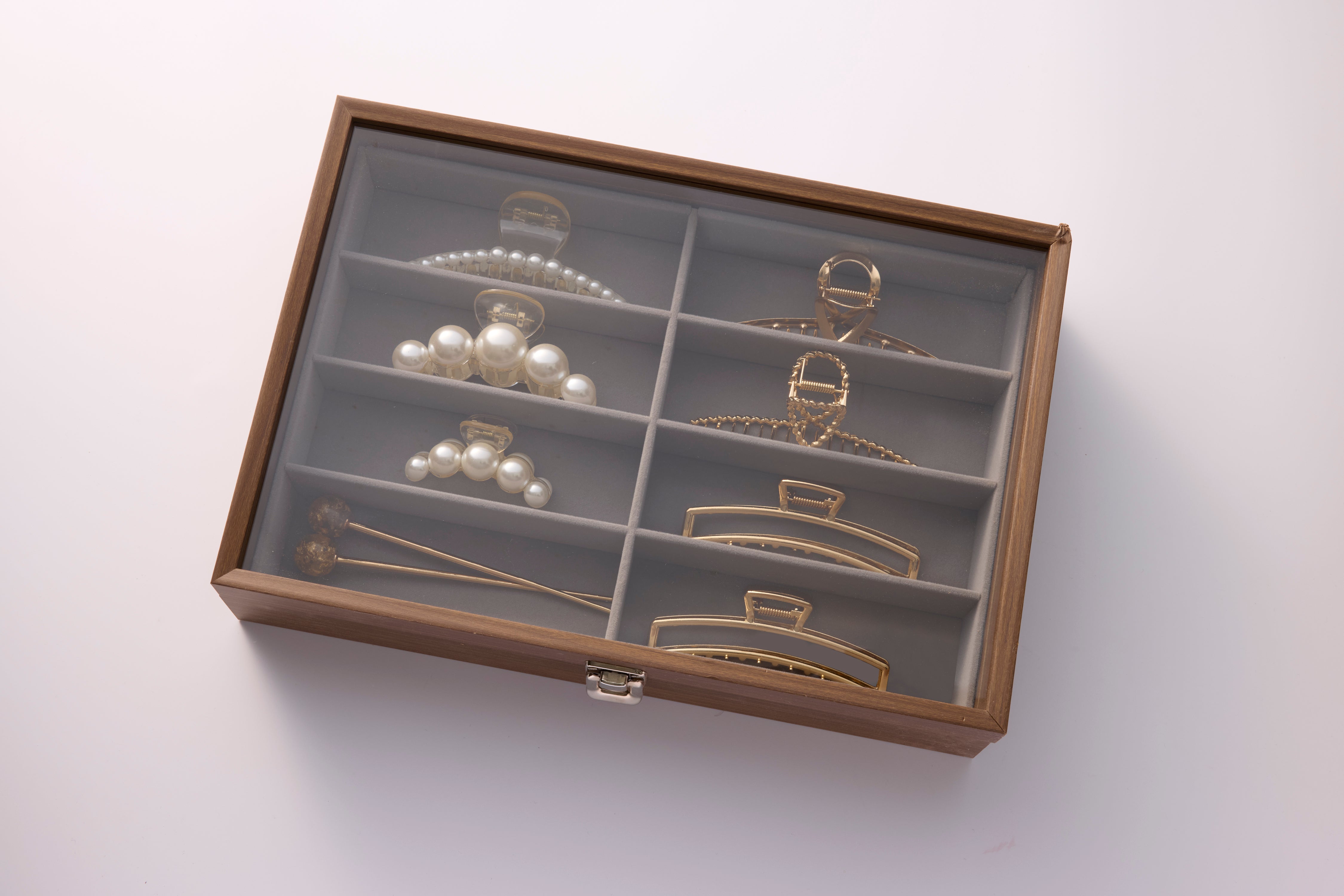 Exklusive Schmuck- und Haar-Accessoires-Box aus Holz